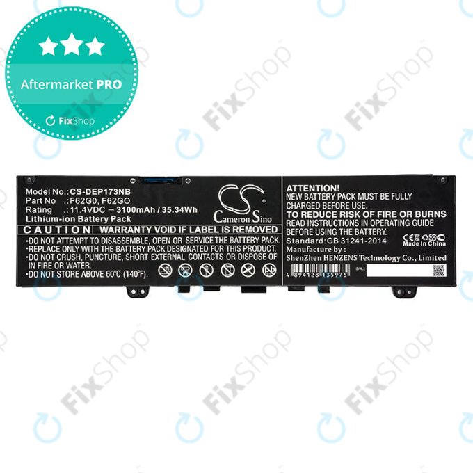 Baterie pro Dell Inspiron 13, 7373, Vostro 13, 3100mAh, Li-Ion, 11.4V, F62G0, HQ