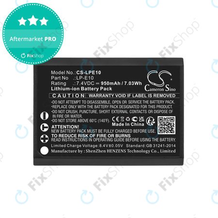 Baterie pro Canon EOS 1100D, EOS 1300D, 950mAh, Li-Ion, 7.4V, LP-E10, HQ