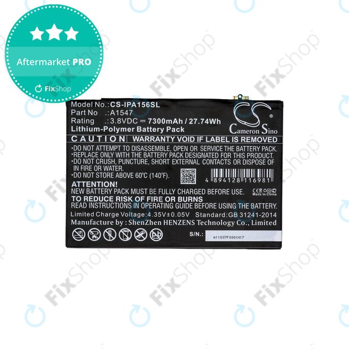 Apple iPad Air 2, iPad (6th Gen 2018) - Baterie A1547 7300mAh HQ