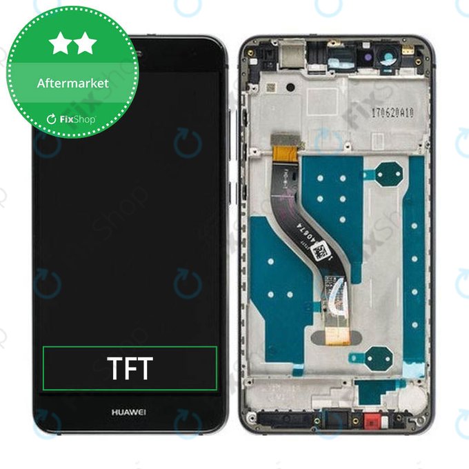 Huawei P10 lite - LCD Displej + Dotykové Sklo + Rám (Graphite Black) TFT