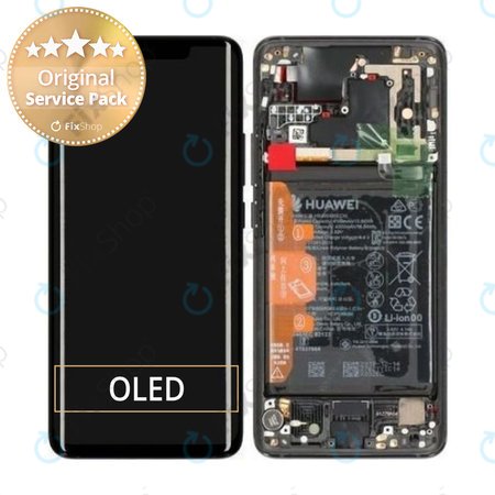 Huawei Mate 20 Pro - LCD Displej + Dotykové Sklo + Rám + Baterie (Black Leather) - 02352GTH Genuine Service Pack