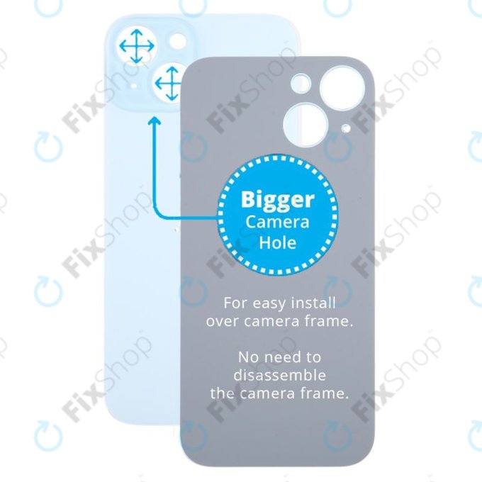 Apple iPhone 15 - Sklo Zadního Housingu se Zvětšeným Otvorem na Kameru (Blue)