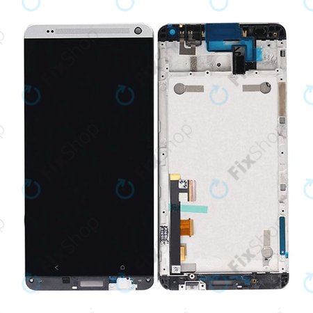 HTC One Max - LCD Displej + Dotykové Sklo + Rám (Silver) - 80H01666-01 Genuine Service Pack