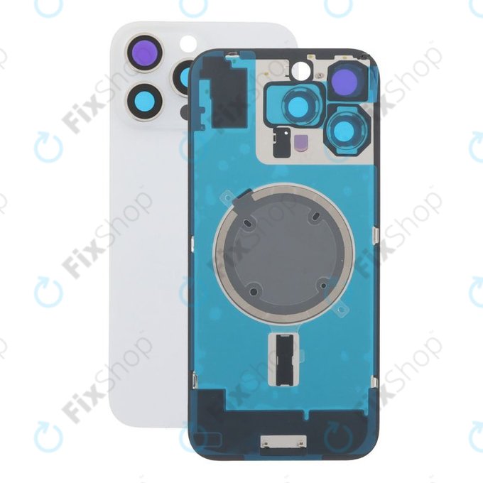 Apple iPhone 16 Pro Max - Sklo Zadního Housingu + Sklíčko Kamery + Kovová Destička + Magsafe Magnet (White Titanium)