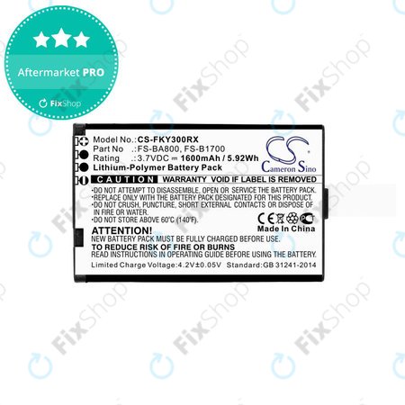 Baterie pro Flysky FA605, FS-GT2B, FS-I10, 1600mAh, Li-Pol, 3.7V, FS-BA800, HQ