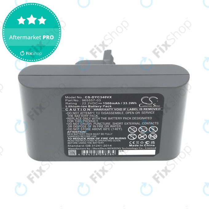 Baterie pro Dyson DC31, DC34, DC35, DC44, DC45, DC56, 1500mAh, Li-Ion, 22.2V, 965557-03, HQ