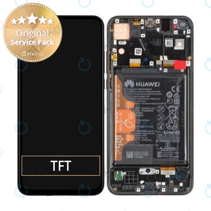 Huawei Honor View 20 - LCD Displej + Dotykové Sklo + Rám + Baterie (Midnight Black) - 02352JKP Genuine Service Pack