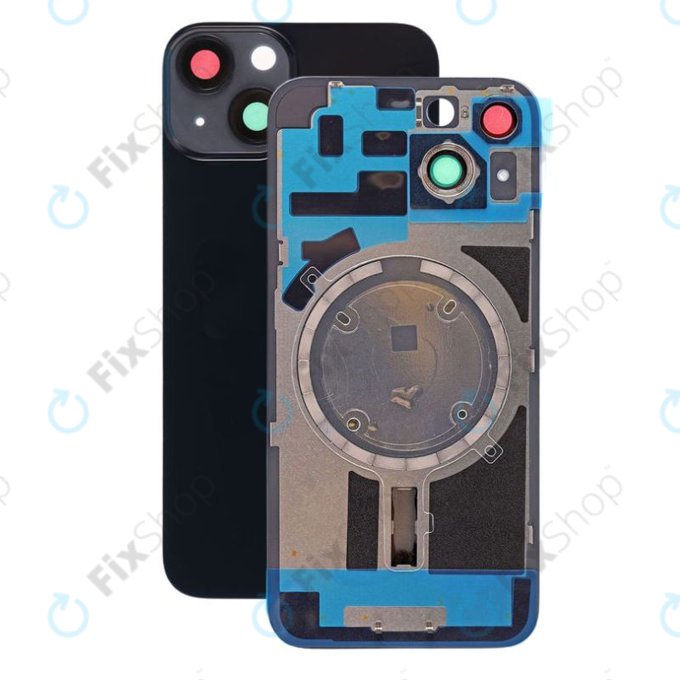 Apple iPhone 14 - Sklo Zadního Housingu + Sklíčko Kamery + Kovová Destička + Magsafe Magnet (Midnight)