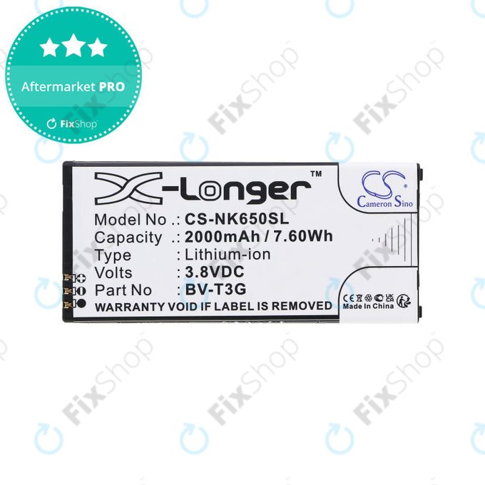 Baterie pro Nokia Lumia 650, 2000mAh, Li-Ion, 3.8V, BV-T3G, HQ