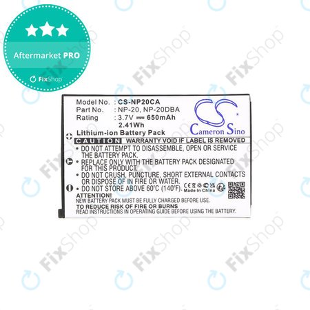 Baterie pro Casio Exilim Card Ex-S880, 650mAh, Li-Ion, 3.7V, NP-20, HQ