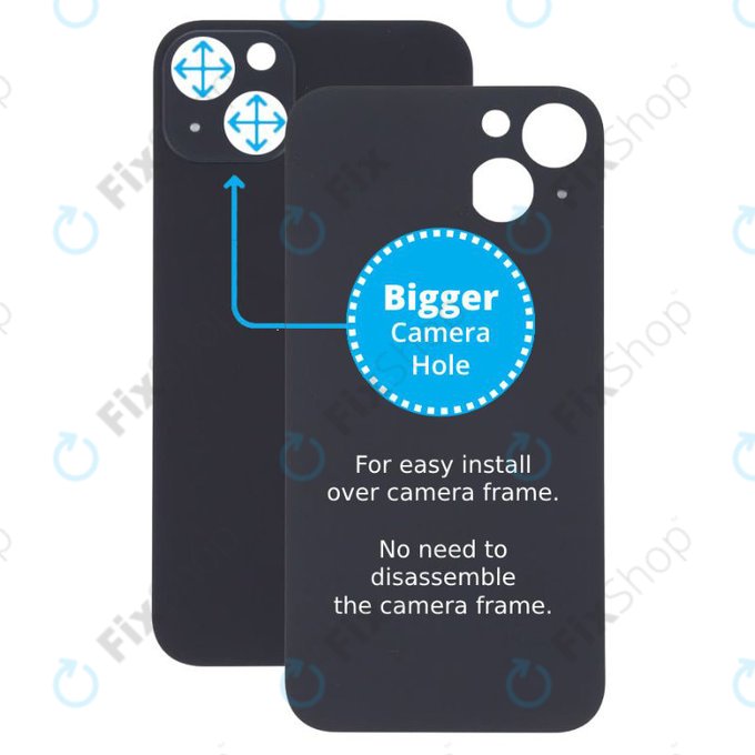 Apple iPhone 13 - Sklo Zadního Housingu se Zvětšeným Otvorem na Kameru (Midnight)