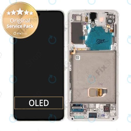 Samsung Galaxy S21 G991B - LCD Displej + Dotykové Sklo + Rám (Phantom White) - GH82-24545C, GH82-24544C Genuine Service Pack