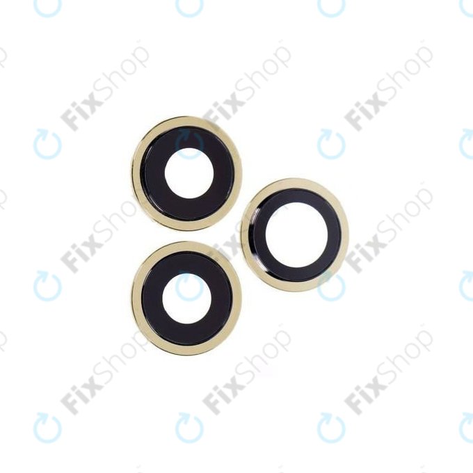 Apple iPhone 12 Pro Max - Sklíčko Zadní Kamery s Rámem (Gold) - 3ks