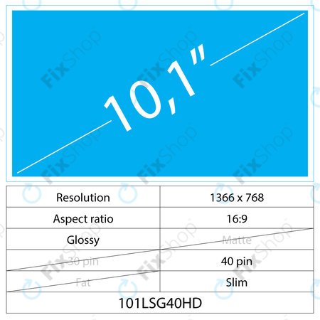 10.1 LCD Slim Lesklý 40 pin HD