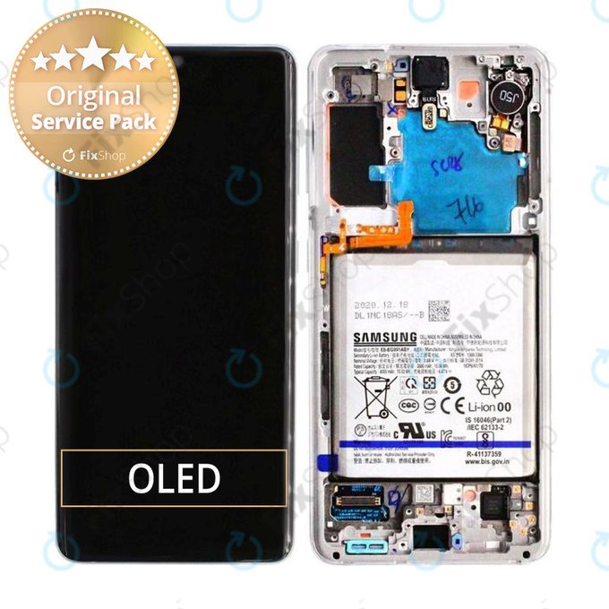 Samsung Galaxy S21 G991B - LCD Displej + Dotykové Sklo + Rám + Baterie (Phantom White) - GH82-24716C, GH82-24718C Genuine Service Pack