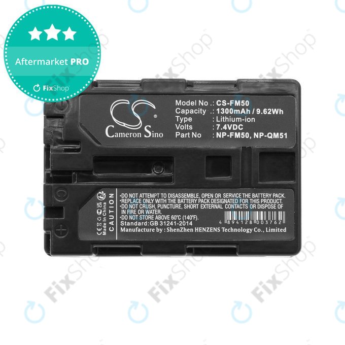Baterie pro Sony CCD-TR108, Cyber-shot DSC-S50, 1300mAh, Li-Ion, 7.4V, NP-QM51, HQ