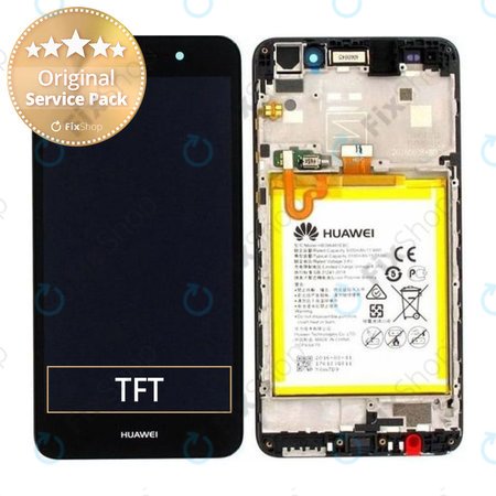 Huawei Y6 II - LCD Displej + Dotykové Sklo + Rám + Baterie (Black) - 02350XME. 02350VUG Genuine Service Pack