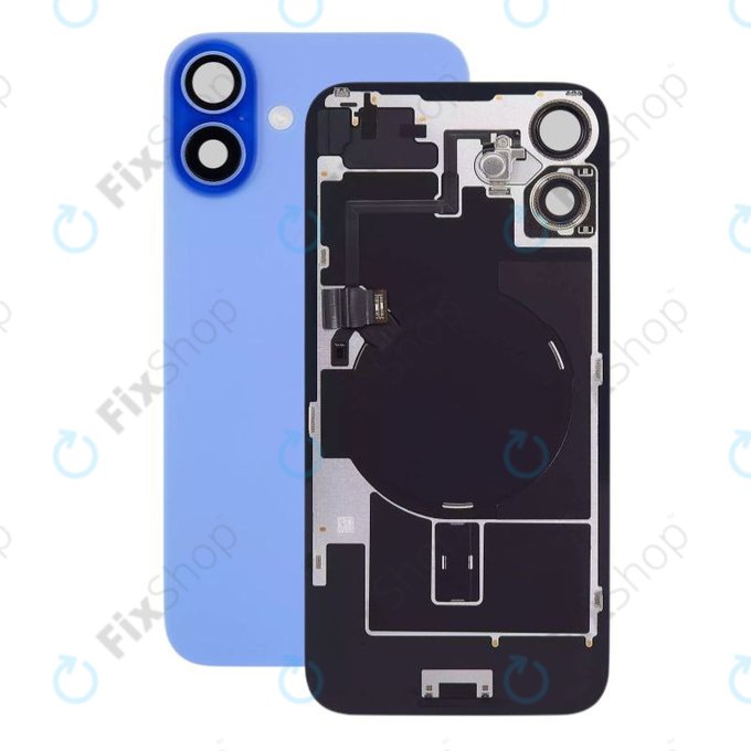 Apple iPhone 16 - Sklo Zadního Housingu + Sklíčko Kamery + Kovová Destička + Magsafe Magnet (Ultramarine)