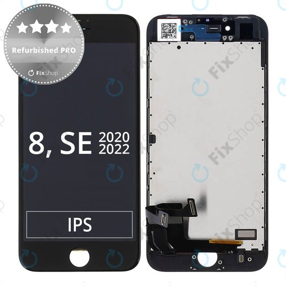 Apple iPhone 8, SE (2020), SE (2022) - LCD Displej + Dotykové Sklo + Rám (Black) Refurbished PRO