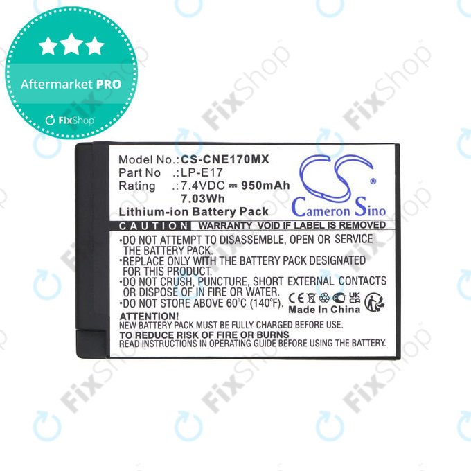 Baterie pro Canon EOS, 950mAh, Li-Ion, 7.4V, LP-E17, HQ