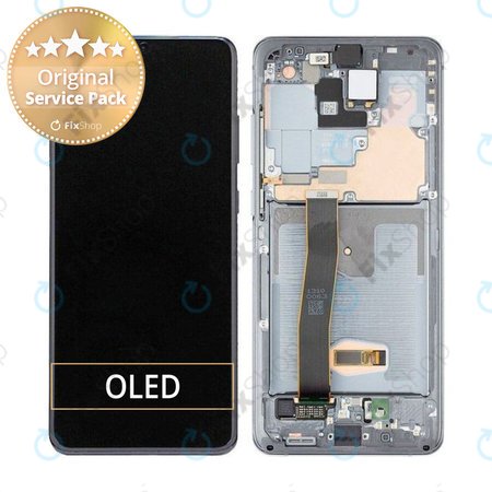 Samsung Galaxy S20 Ultra G988F - LCD Displej + Dotykové Sklo + Rám + Přední Kamera (Cosmic Gray) - GH82-22271B, GH82-22327B Genuine Service Pack