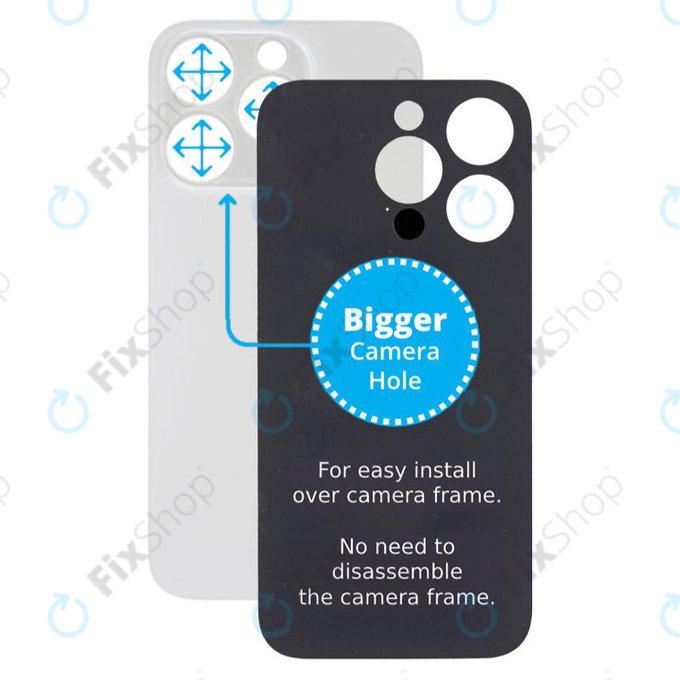 Apple iPhone 14 Pro - Sklo Zadního Housingu se Zvětšeným Otvorem na Kameru (Silver)