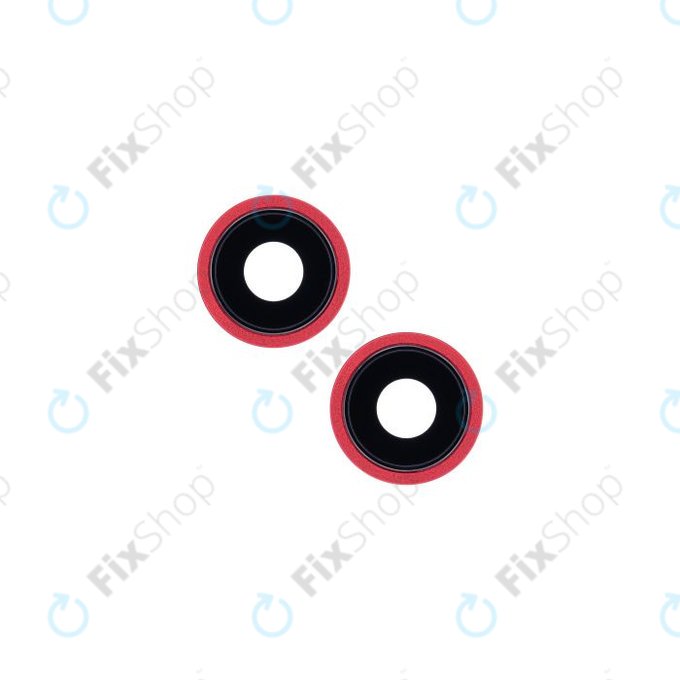 Apple iPhone 13, 13 Mini - Sklíčko Zadní Kamery s Rámem (Red) - 2ks