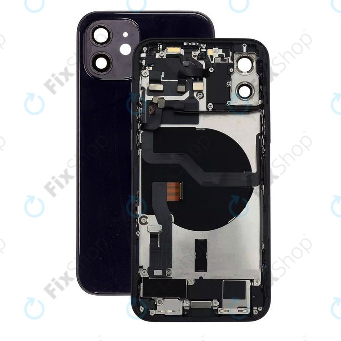 Apple iPhone 12 - Zadní Housing s Malými Díly (Black)