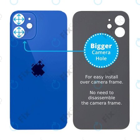 Apple iPhone 12 Mini - Sklo Zadního Housingu se Zvětšeným Otvorem na Kameru (Blue)