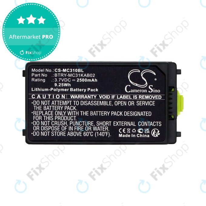 Baterie pro Symbol, Zebra MC3100, MC3190, 2500mAh, Li-Pol, 3.7V, BTRY-MC31KAB02, HQ