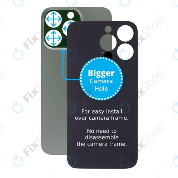 Apple iPhone 13 Pro - Sklo Zadního Housingu se Zvětšeným Otvorem na Kameru (Alpine Green)