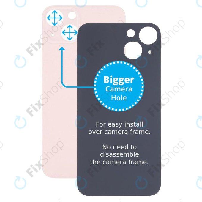Apple iPhone 13 - Sklo Zadního Housingu se Zvětšeným Otvorem na Kameru (Pink)
