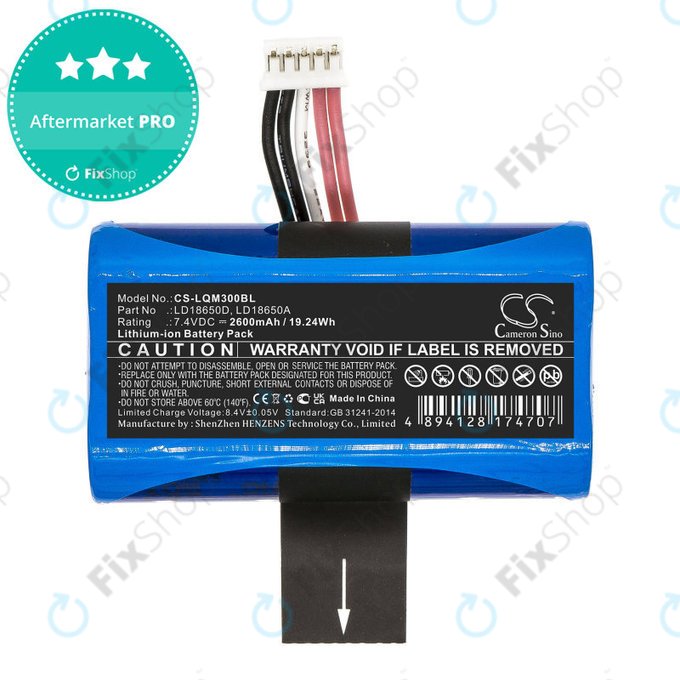 Baterie pro Ingenico Apos A8, 2600mAh, Li-Ion, 7.4V, LD18650D, HQ