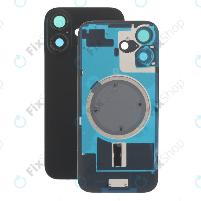 Apple iPhone 17 - Sklo Zadního Housingu + Sklíčko Kamery + Kovová Destička + Magsafe Magnet (Black)