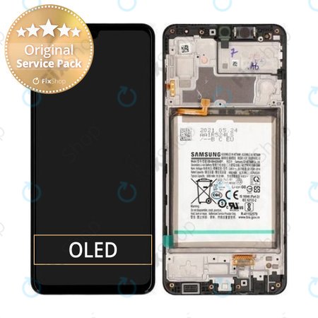 Samsung Galaxy M32 M325F - LCD Displej + Dotykové Sklo + Rám + Baterie (Black) - GH82-26192A Genuine Service Pack