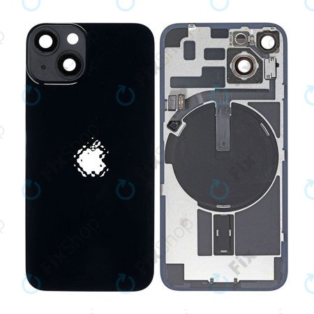 Apple iPhone 14 - Sklo Zadního Housingu + Sklíčko Kamery + Kovová Destička + Magsafe Magnet (Midnight)