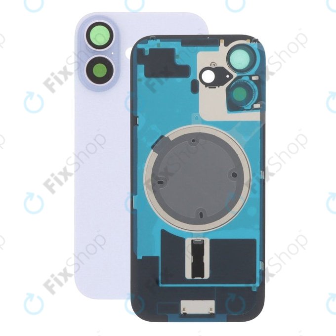 Apple iPhone 17 - Sklo Zadního Housingu + Sklíčko Kamery + Kovová Destička + Magsafe Magnet (Lavender)