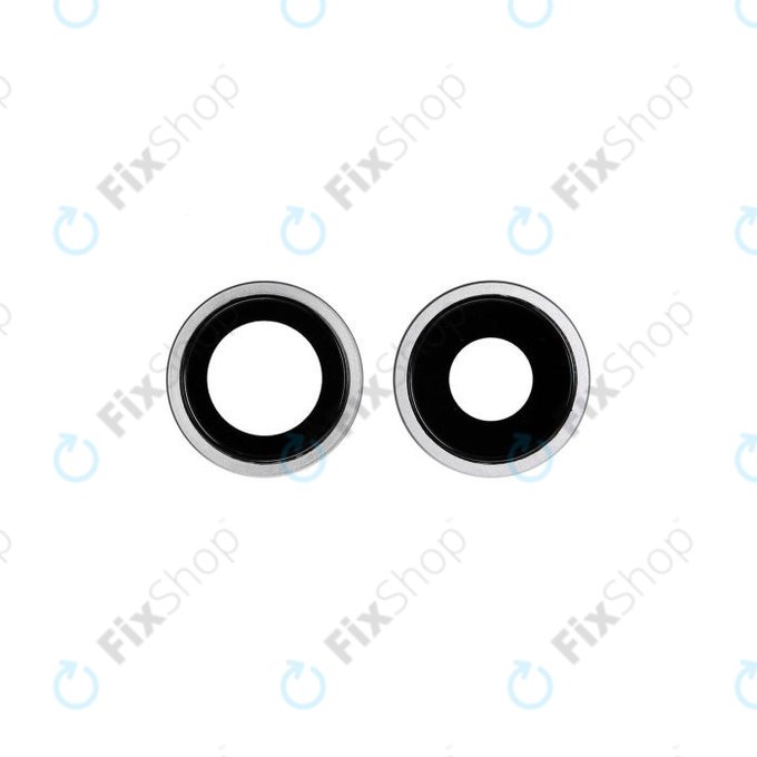 Apple iPhone 11 - Sklíčko Zadní Kamery s Rámem (White) - 2ks