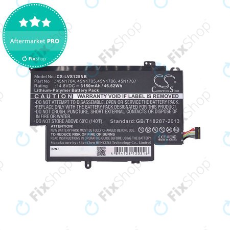 Baterie pro Lenovo ThinkPad Yoga 12, Yoga S1, 3150mAh, Li-Pol, 14.8V, 45N1704, HQ
