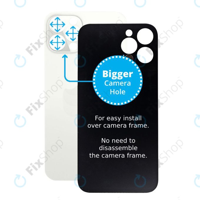 Apple iPhone 12 Pro - Sklo Zadního Housingu se Zvětšeným Otvorem na Kameru (Silver)