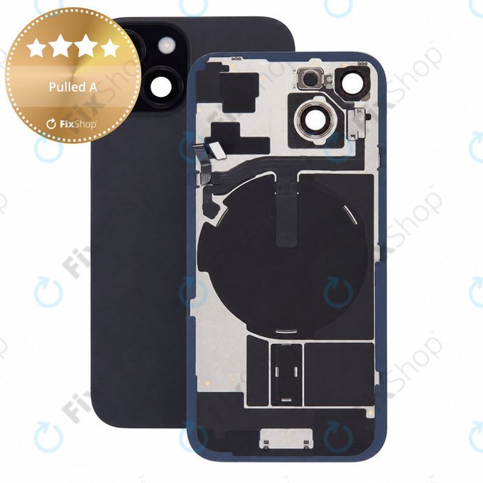 Sklo zadního housingu pro iPhone 15, Black, Pulled A
