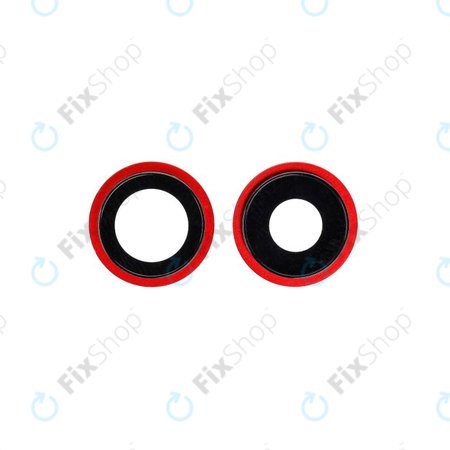 Apple iPhone 12, 12 Mini - Sklíčko Zadní Kamery s Rámem (Red) - 2ks