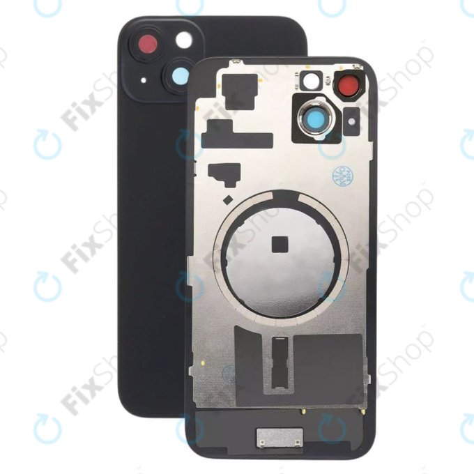Apple iPhone 15 Plus - Sklo Zadního Housingu + Sklíčko Kamery + Kovová Destička + Magsafe Magnet (Black)