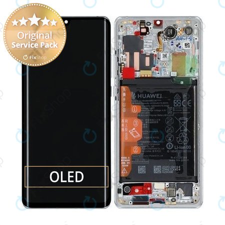 Huawei P30 Pro, P30 Pro 2020 - LCD Displej + Dotykové Sklo + Rám + Baterie (Silver Frost) - 02353SBC Genuine Service Pack