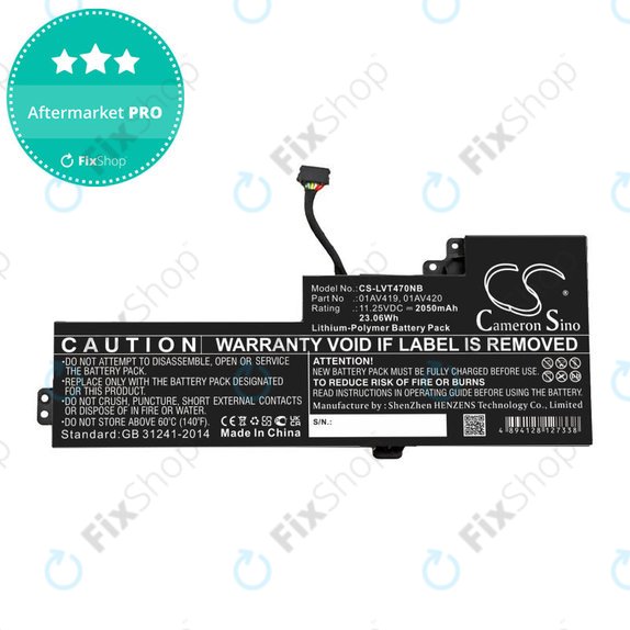 Baterie pro Lenovo Thinkpad A285, T470, T480, 2050mAh, Li-Pol, 11.25V, 01AV419, HQ