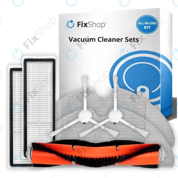 Sada náhradních dílů pro Xiaomi Mi Robot Vacuum Mop (Mijia 1C), 2 (Mijia 2C) 2 Pro+ (Mijia 1T) (1x Hlavní kartáč, 2x Filtr, 2x Boční kartáč, 2x Mopovací útěrka)