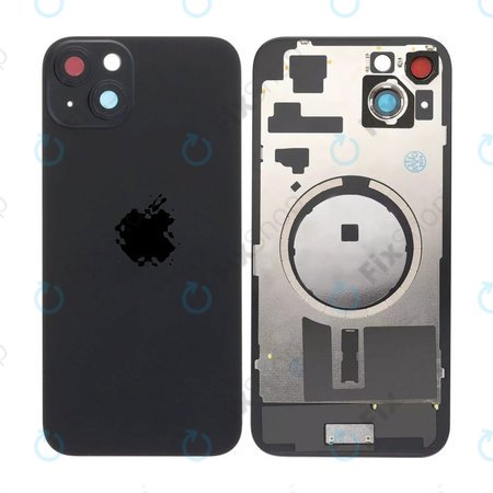 Apple iPhone 15 Plus - Sklo Zadního Housingu + Sklíčko Kamery + Kovová Destička + Magsafe Magnet (Black)