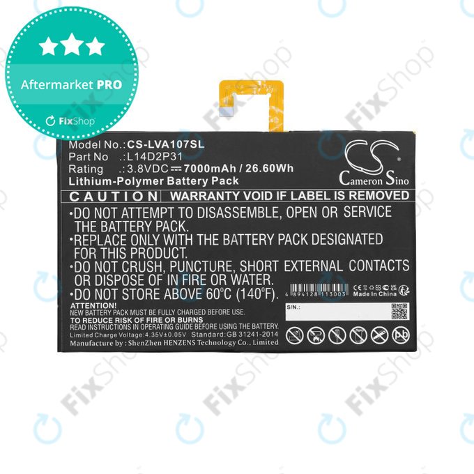 Baterie pro Lenovo Tab 2, Lenovo Tab 4, Lenovo TB2, 7000mAh, Li-Pol, 3.8V, L14D2P31, HQ