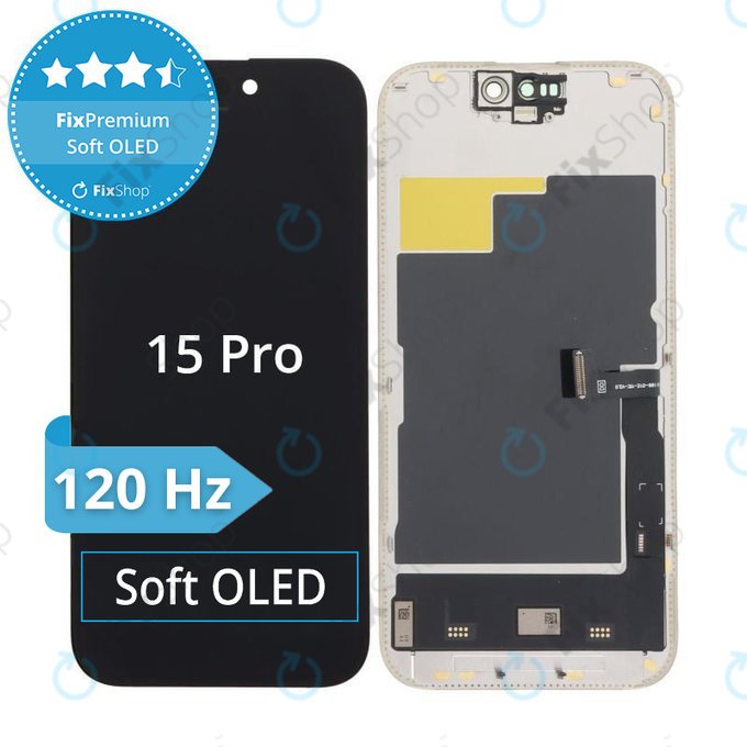 Displej Soft OLED pro iPhone 15 Pro - Dotykové sklo + Rám, DIAGNOSTIC