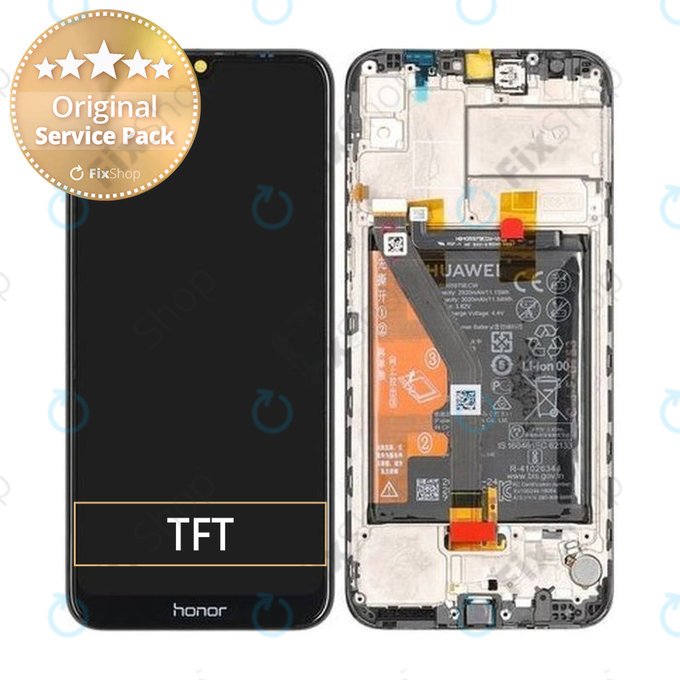 Huawei Honor 8A, Honor Play 8A - LCD Displej + Dotykové Sklo + Rám + Baterie (Black) - 02352KGH, 02352KBE, 02352KJM